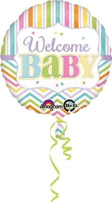 Produktbild von Anagram Folienballon Welcome Baby Motiv, 45 cm Durchmesser, Helium geeignet