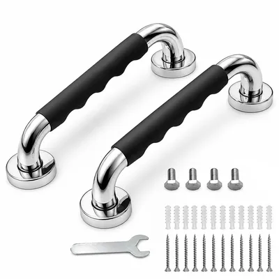Produktbild von Haltegriff Bad, 2er Set Duschhaltegriffe aus Edelstahl mit Silikongriff, 30 cm, rutschfest, für Dusche, Badewanne & Badezimmer