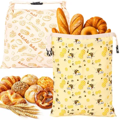 Produktbild von Elzusha – Set aus 2 wiederverwendbaren Bienenwachstücher für Brot, mit Reißverschluss und Tragegriff