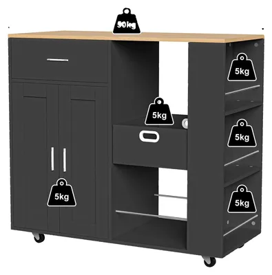 Obrázek produktu pro Kuchyňské skříňky, mobilní design, univerzální úložná řešení, 102 x 46 x 92 cm, černá