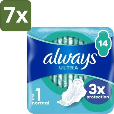 Produktbild von Always – Damenbinden – Ultra Normal Plus – 14 Damenbinden - Vorteilspack - 7 Stücke