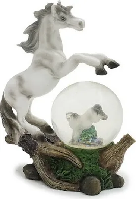 Produktbild von Glitzerkugel Pferd, weiß, 11,5cm,  Schneekugel Tiere Tier Schneekugeln Pferde Pony