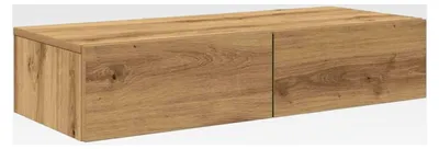 Produktbild von Wandregal mit Schubladen aus Artisan-Eiche 80x33x17cm Holzwerkstoff, Wandschrank, Schweberegal, Wandablage