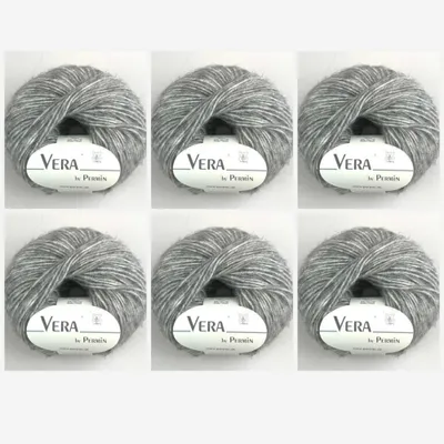 Zdjęcie produktu dla 6 motków Vera by Permin – przędza całoroczna z włókien Chainette, alpaki baby i bawełny (125 m/50 g) (kolor 19 – jasnoszary)