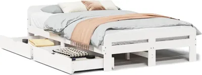 Immagine prodotto di vidaXL Letto in legno massiccio senza materasso bianco 135x190 cm legno di pino