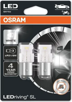 Productafbeelding van LED-lampen, merk OSRAM, voor auto's, 12V, 2W, type BAY15d, artikelnummer 7528DWP-02B