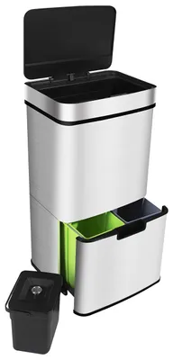 Immagine prodotto di RIBELLI Sensor Cestino per rifiuti 72 L, 4 scomparti, argento - B-merce come nuova