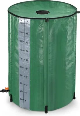 Produktbild von UISEBRT 200 Liter Faltbare Regentonne Regenwassertank Regenwassertonne mit Abflussventil und zusätzliche Skala für präzise Wasserstands, Grün
