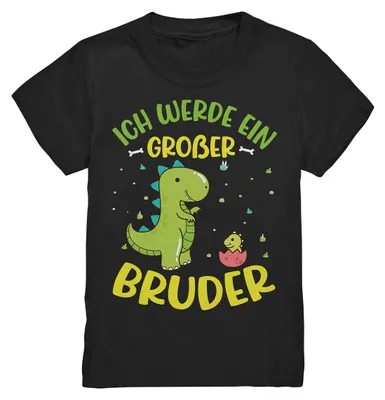 Produktbild von Niedlicher Dino Großer Bruder T-Shirt – Black / 134/146 (9-11)