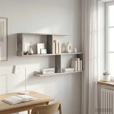 Zdjęcie produktu dla Maison Exclusive - Półka ścienna, kolor betonowy, 100 x 12 x 50,5 cm, materiał drewnopochodny