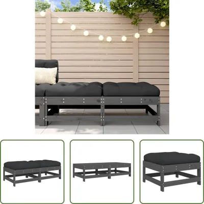 Produktbild von The Living Store Gartenhocker mit Kissen 2 Stk. Grau Massivholz Kiefer