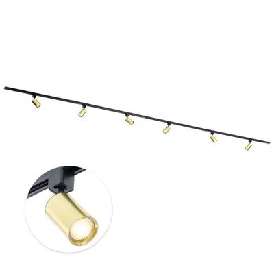 Produktbild von Qub Focus III - LED Schienensystem - Gold - 1-Phasen - 400cm - 6x GU10 Spots - I-Form