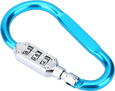 Immagine prodotto di Lucchetto a combinazione con moschettone, lucchetto da viaggio a 3 cifre blu, lucchetto per zaino e bagagli, lucchetto di sicurezza a combinazione