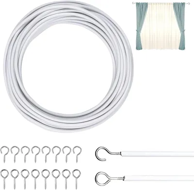 Produktbild von Vorhangdraht Weiß 6 m, Strapazierfähig, Für Vorhangstangen, Duschvorhänge, Dekoration