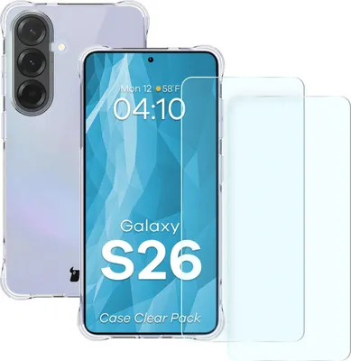 Produktbild von Schutzhülle + 2x gehärtetes Glas für Galaxy S26, Bizon Case Clear Pack, Transparent