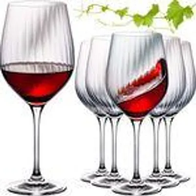 Produktbild von IMPERIAL Rotweingläser 450ml "London" Set 6-Teilig geriffelte Weingläser aus Crystalline Glas Universalweingläser