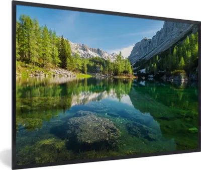 Produktbild von MuchoWow® Gerahmtes Poster Wasser - Berge - Felsen 90x60 cm - Poster mit Schwarzem Bilderrahmen Wandposter Rahmen Foto Bilder - Fotorahmen - Foto-Plakat