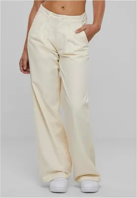 Produktbild von Urban Classics - Damen Organic Pleated Baumwolle Hose - WHITESAND - W30