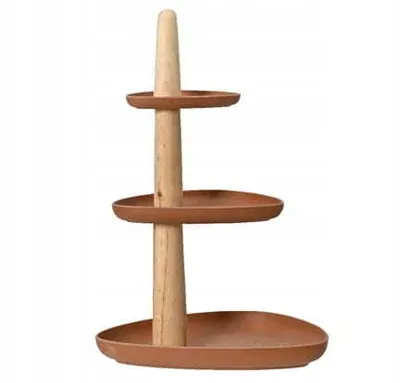 Image de Plateau à gâteaux brun à 3 étages en bambou 45x30 cm