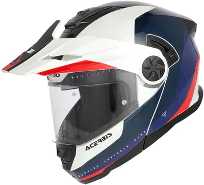 Zdjęcie produktu dla Kask motocyklowy Acerbis Rider, składany, biały/niebieski/czerwony, rozmiar XL (60/61)