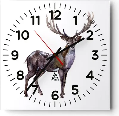 Produktbild von Wanduhr - Quadrat - Glasuhr - Liebes Tier Wild Wald - 30x30cm - Schleichendes Uhrwerk - Lautlos - zum Aufhängen bereit - Dekoration Modern - Wanddekoration aus Glas - C4AC30x30-2938