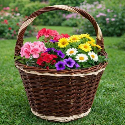 Produktbild von Gemüsekorb Kartoffelkorb Erntekorb WEIDENKORB Pilzkorb Blumenkorb Gartenkorb (Ø 33cm)