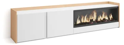 Immagine prodotto di Mobili TV effetto legno Bianco Rovere 212x35x50cm camino effetto fuoco