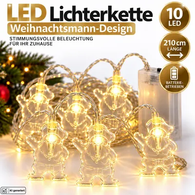 Produktbild von LED Lichterkette Santa Clause 10LED 210cm Warmweiß Batteriebetrieben Deko