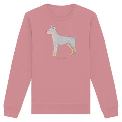 Produktbild von Mr. & Mrs. Panda Nachhaltiges Sweatshirt Dobermann Pinscher Moment Größe XS - Canyon Pink - Geschenk, Nachhaltiger Pullover, Bio Baumwoll, Sweater, Pulli