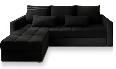 Produktbild von Masseno Ecksofa KOS PIK mit Schlaffunktion L-Form, Sofa mit Bettkasten, Wohnzimmersofa, Couch, Soffa, Bettsofa, Couchgarnitur- Schwarz, SAWANA 14 + MADRYT 9100