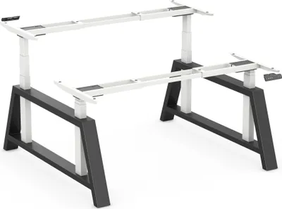 Produktbild von Worktrainer - OakDesk Duo Höhenverstellbarer Schreibtisch - Elektrisches Gestell für 2 Personen - Höhe 73,5-137,5 cm - Breite 107,5-180 cm - Weiß/Schwarz - Memory-Funktion