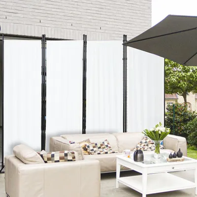 Produktbild von TolleTour Paravent Spanische Wand Zimmer Trennwand Outdoor 4 fach Raumteiler Raumtrenner Beige