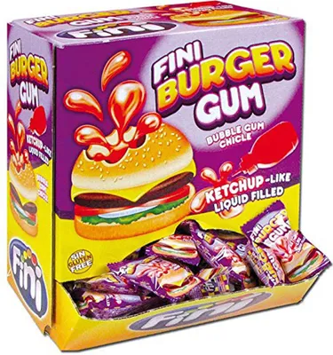 Produktbild von Fini Burger Gum, žuvačky 200 kusov jednotlivo balených