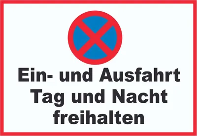 Produktbild von Parken verboten Ein- und Ausfahrt Tag und Nacht freihalten Schild A3 Rückseite selbstklebend