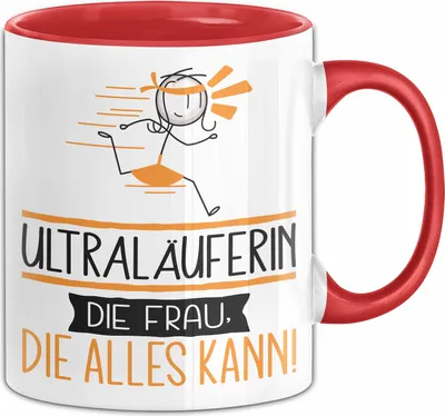 Produktbild von Ultraläuferin Geschenk Tasse Becher Die Frau Die Allen Kann Geschenkidee für eine Ultraläuferin Lustig (Rot)