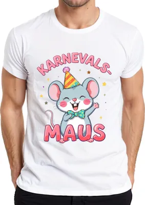 Produktbild von Karnevalsmaus Karneval Fasching Party süß Fastnacht Jeck Köln Herren T-Shirt, Weiß, M