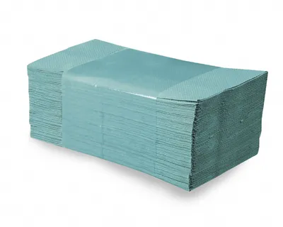 Produktbild von 5000x Falthandtücher Papierhandtuch 25x23cm 1-lagig grün geprägt Zick Zack V-Falz