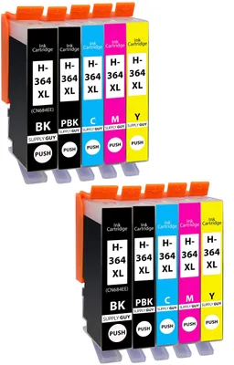 Image de 10 cartouches d'encre compatibles avec HP 364 XL, pour les imprimantes DeskJet et OfficeJet