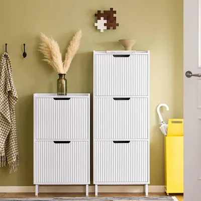 Image de Armoire à chaussures - Rangement à chaussures - Meuble de rangement pour chaussures - Armoire à chaussures avec portes - Design épuré