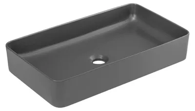 Produktbild von Rechteckiges Aufsatzwaschbecken 61x34 cm in matter grauer Keramik