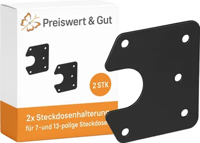 Produktbild von 2x Steckdosenhalterung AHK Steckdose für 7- 13-polige als Anhänger Zubehör zum Anschluss Steckdosenleiste Schuko Stecker