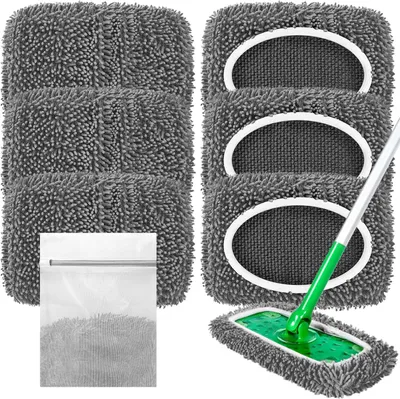 Produktbild von 6 Stück Bodentücher für Swiffer, Mikrofaser, Nass & Trocken, Waschbar