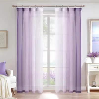 Produktbild von Violette Voile-Gardinen, 225 x 140 cm - 2 Stück, mit Faltenband