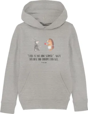 Produktbild von Mr. & Mrs. Panda Kinderpullover Hase Igel 7-8 Jahre (122/128) - Heather Grey - Geschenk, Trösten, Sweater, Kinderbekleidung, Trennungsschmerz, Herzschmerz, Pullover, und