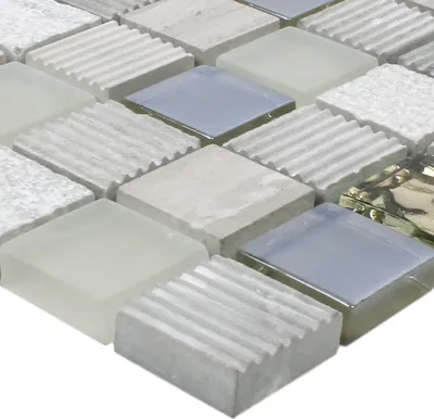 Produktbild von Mosaikfliesen Venzona Hellgrau Gold 23