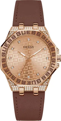 A close-up studio shot of a women's wristwatch.