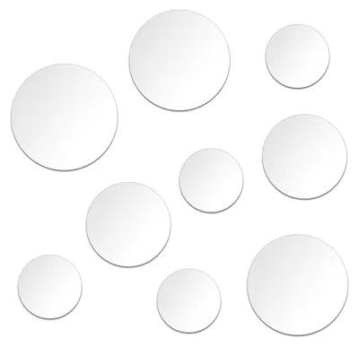 Acrylspiegel-Set 9-tlg., rund, 5–20 cm, selbstklebend, silber