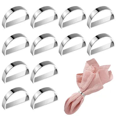 Produktbild von Serviettenringe Gold 12 Stück Metall Serviettenring Set Elegante Serviettenschnallen Geeignet für Hochzeiten Familienfeiern,（Silber）