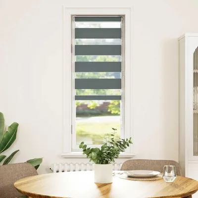 Produktbild von vidaXL Doppelrollo Dunkelgrau 40x100 cm Stoffbreite 35,9 cm Polyester