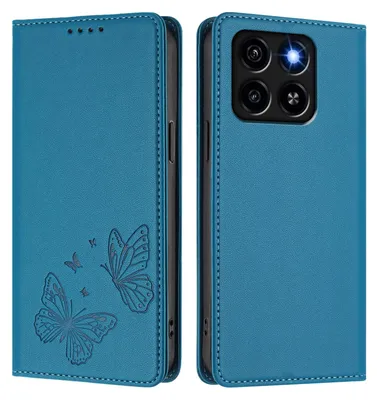 Produktbild von Lederhülle für ZTE Blade A35 / A55, Schmetterling Prägung Leder Brieftasche Schutzhülle mit Ständer Blau